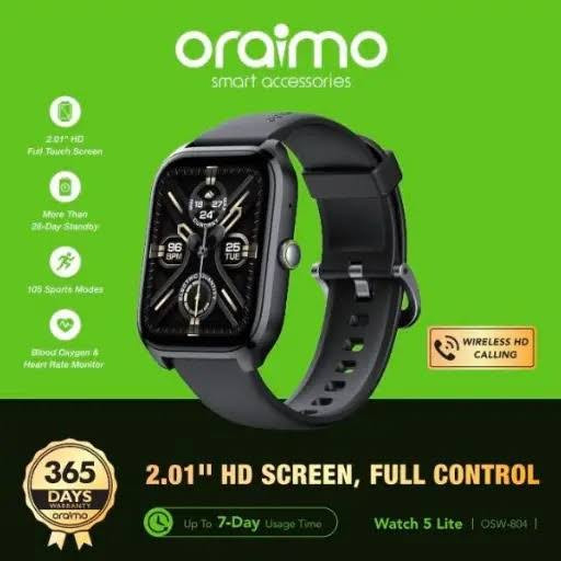 oraimo Watch 5 Lite 2.01" HD IP68 Smart Watch